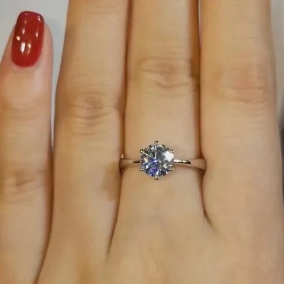 Classic Sterling Silver Plate 1ct Round Cut CZ Solitaire - Picture 2 of 3